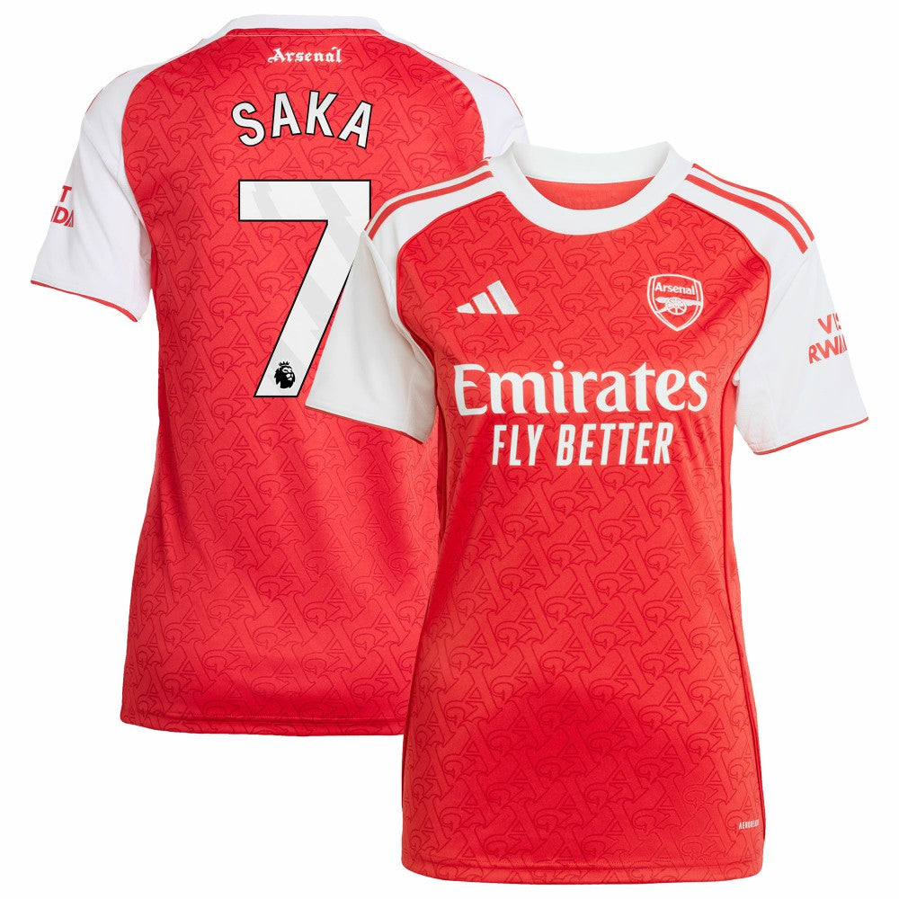Bukayo Saka Arsenal Women's 2025/26 Home Replica Player Jersey Red | Adidas