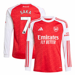 Bukayo Saka Arsenal Youth 2025/26 Home Replica Long Sleeve Player Jersey Red | Adidas Online