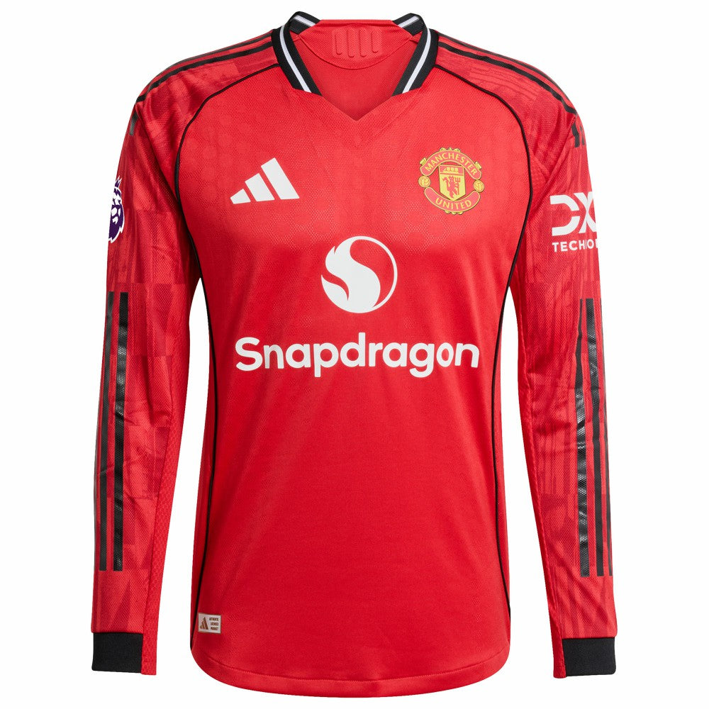 Kobbie Mainoo Manchester United Home 2025/26 Player Long Sleeve Jersey Red | Adidas