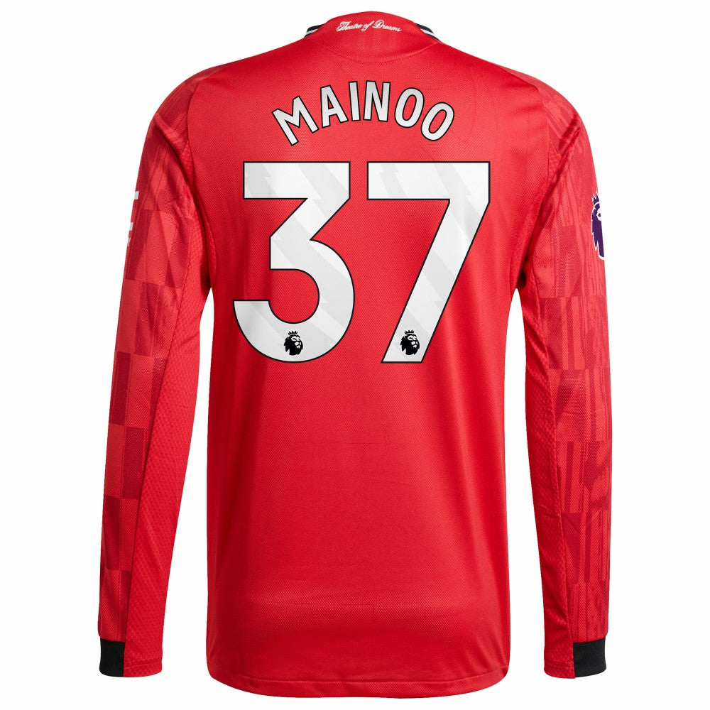 Kobbie Mainoo Manchester United Home 2025/26 Player Long Sleeve Jersey Red | Adidas