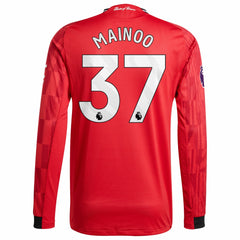 Kobbie Mainoo Manchester United Home 2025/26 Player Long Sleeve Jersey Red | Adidas