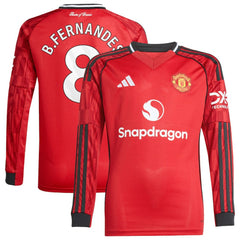 Bruno Fernandes Manchester United Youth Home 2025/26 Replica Player Long Sleeve Jersey Red | Adidas