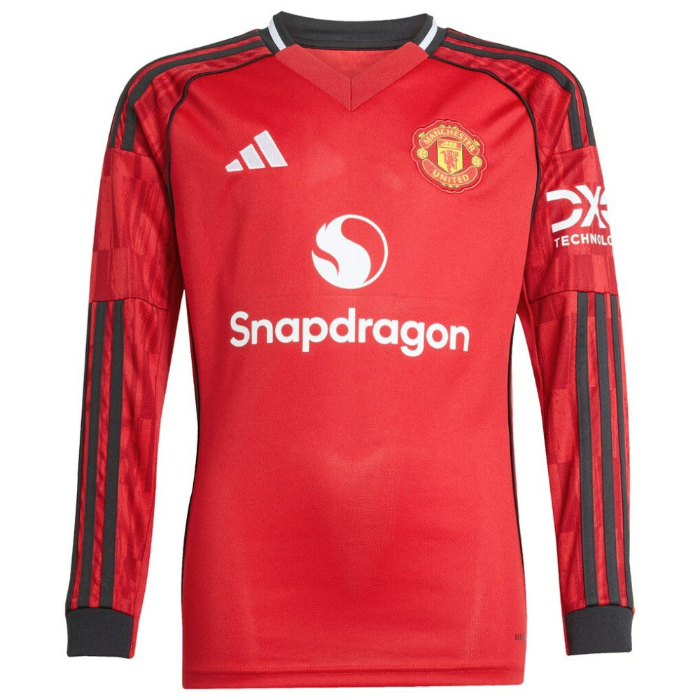 Bruno Fernandes Manchester United Youth Home 2025/26 Replica Player Long Sleeve Jersey Red | Adidas