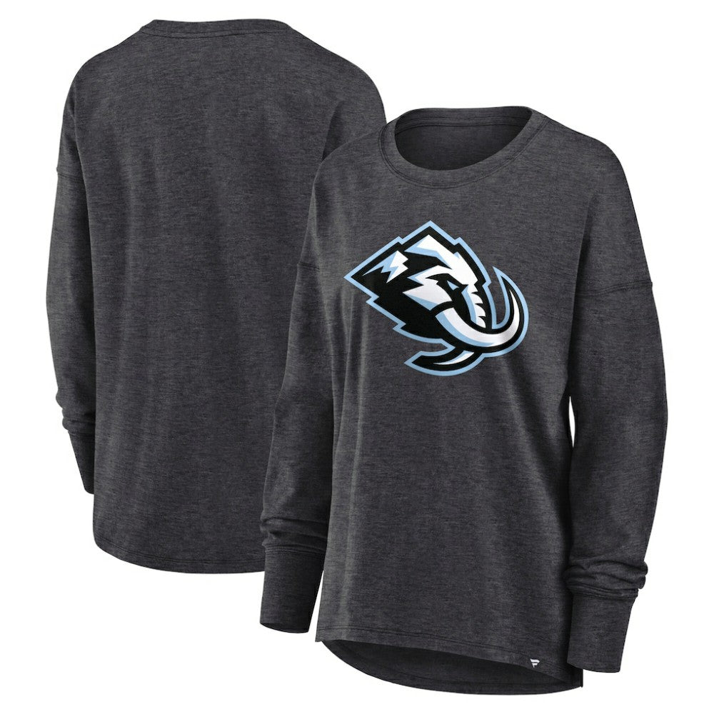 Utah Mammoth Fanatics Women's Primary Logo Legacy Long Sleeve T-Shirt - Heather Charcoal - NHL