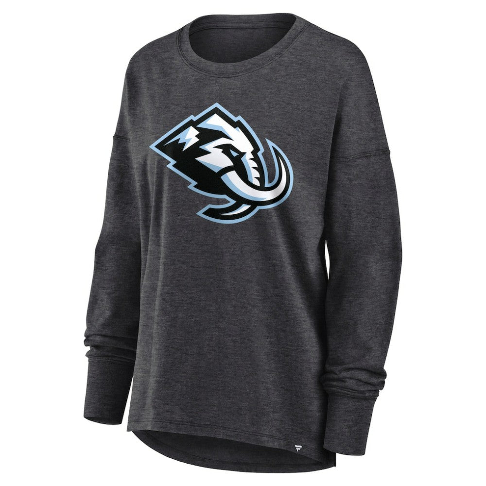 Utah Mammoth Fanatics Women's Primary Logo Legacy Long Sleeve T-Shirt - Heather Charcoal - NHL