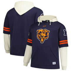 Chicago Bears '47 Big & Tall Split Zone Cornerback V-Neck Hoodie Navy | 47 brand