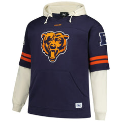 Chicago Bears '47 Big & Tall Split Zone Cornerback V-Neck Hoodie Navy | 47 brand