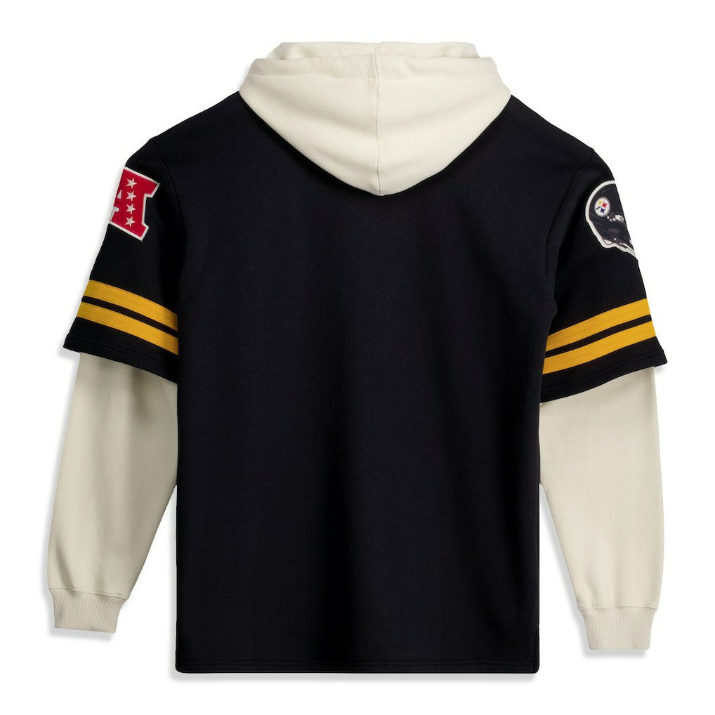Pittsburgh Steelers '47 Big & Tall Split Zone Cornerback V-Neck Hoodie Black | 47 brand
