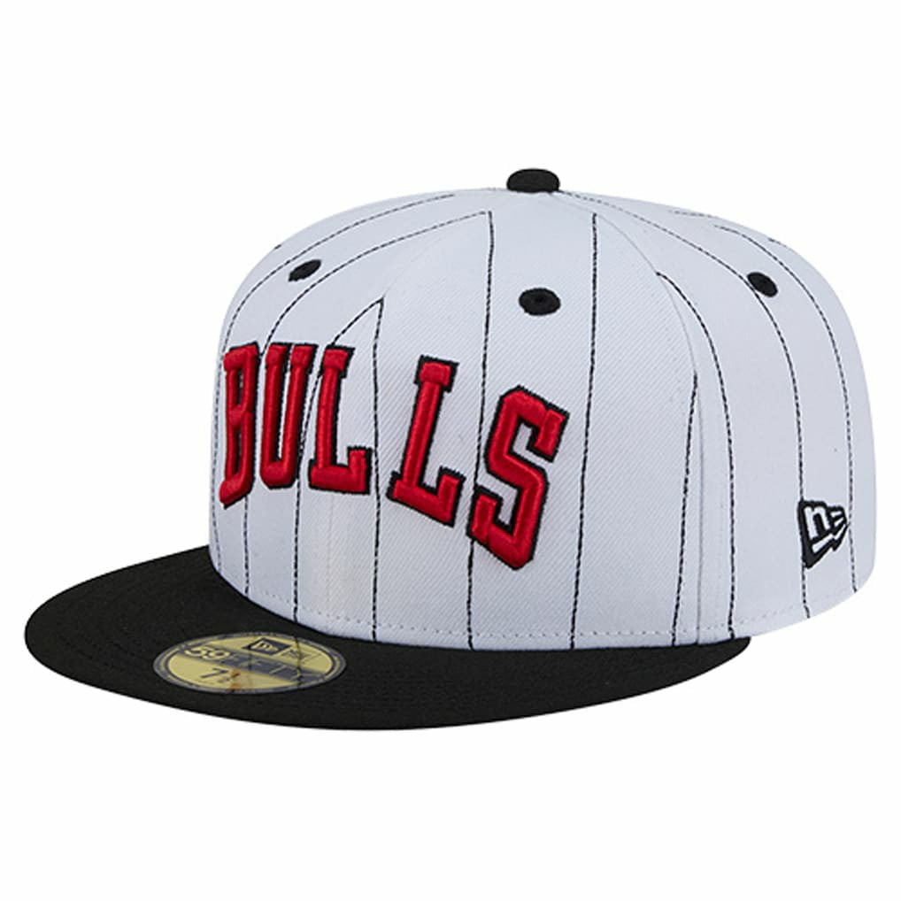 Chicago Bulls Wordmark Pinstripe 59FIFTY Fitted Hat White - NBA