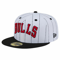 Chicago Bulls Wordmark Pinstripe 59FIFTY Fitted Hat White - NBA