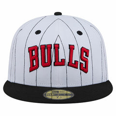 Chicago Bulls Wordmark Pinstripe 59FIFTY Fitted Hat White - NBA