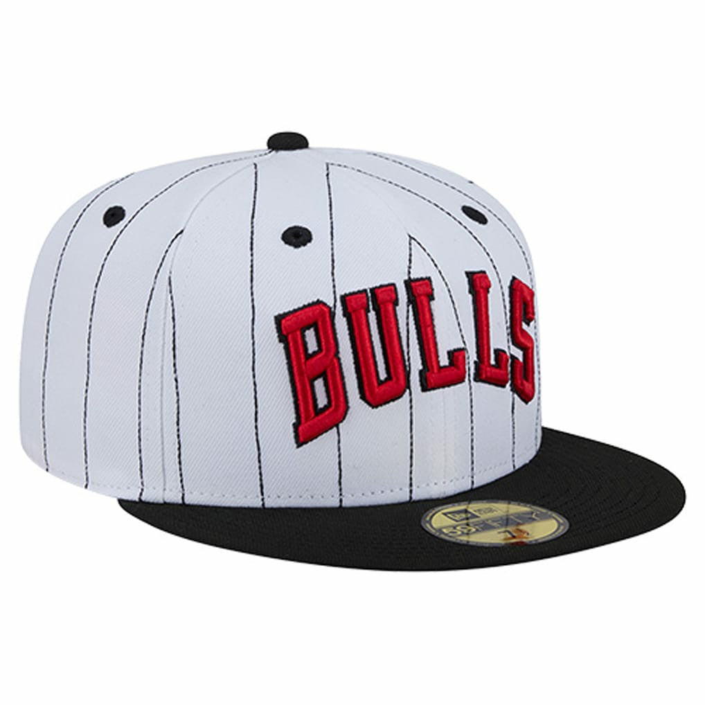 Chicago Bulls Wordmark Pinstripe 59FIFTY Fitted Hat White - NBA