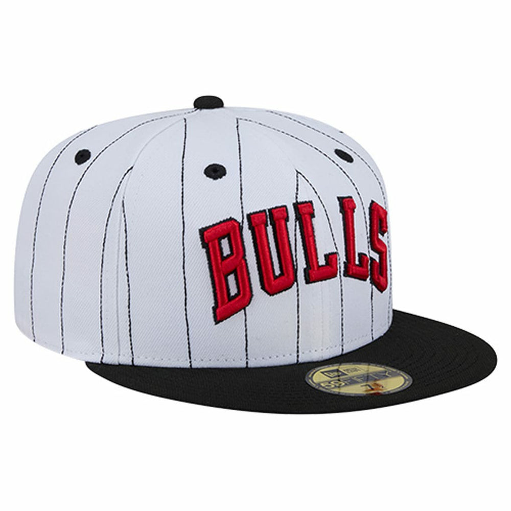 Chicago Bulls Wordmark Pinstripe 59FIFTY Fitted Hat White - NBA