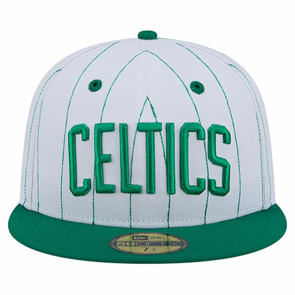 Boston Celtics Wordmark Pinstripe 59FIFTY Fitted Hat White - NBA