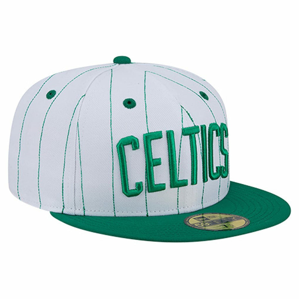 Boston Celtics Wordmark Pinstripe 59FIFTY Fitted Hat White - NBA