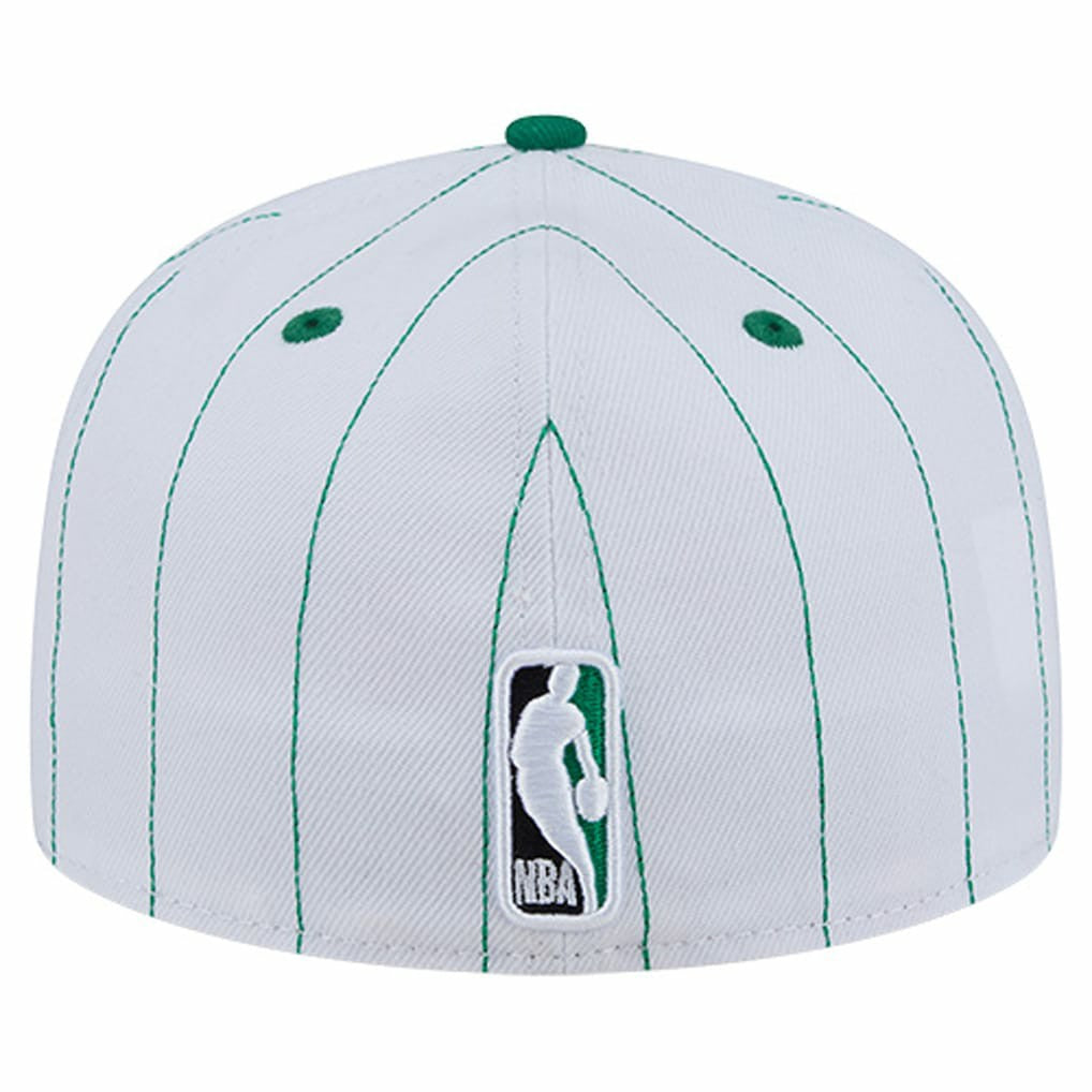 Boston Celtics Wordmark Pinstripe 59FIFTY Fitted Hat White - NBA