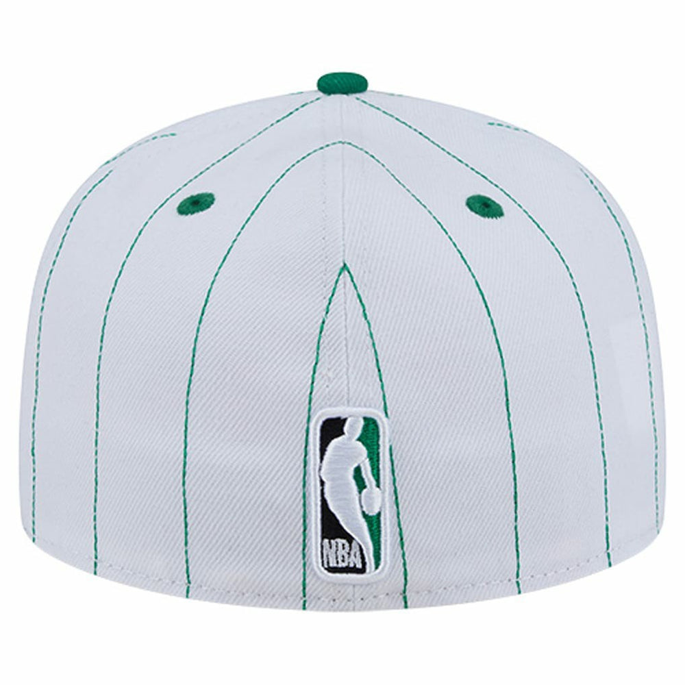 Boston Celtics Wordmark Pinstripe 59FIFTY Fitted Hat White - NBA