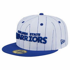 Golden State Warriors Wordmark Pinstripe 59FIFTY Fitted Hat White - NBA