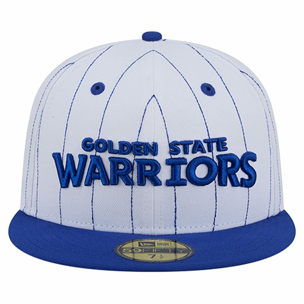 Golden State Warriors Wordmark Pinstripe 59FIFTY Fitted Hat White - NBA