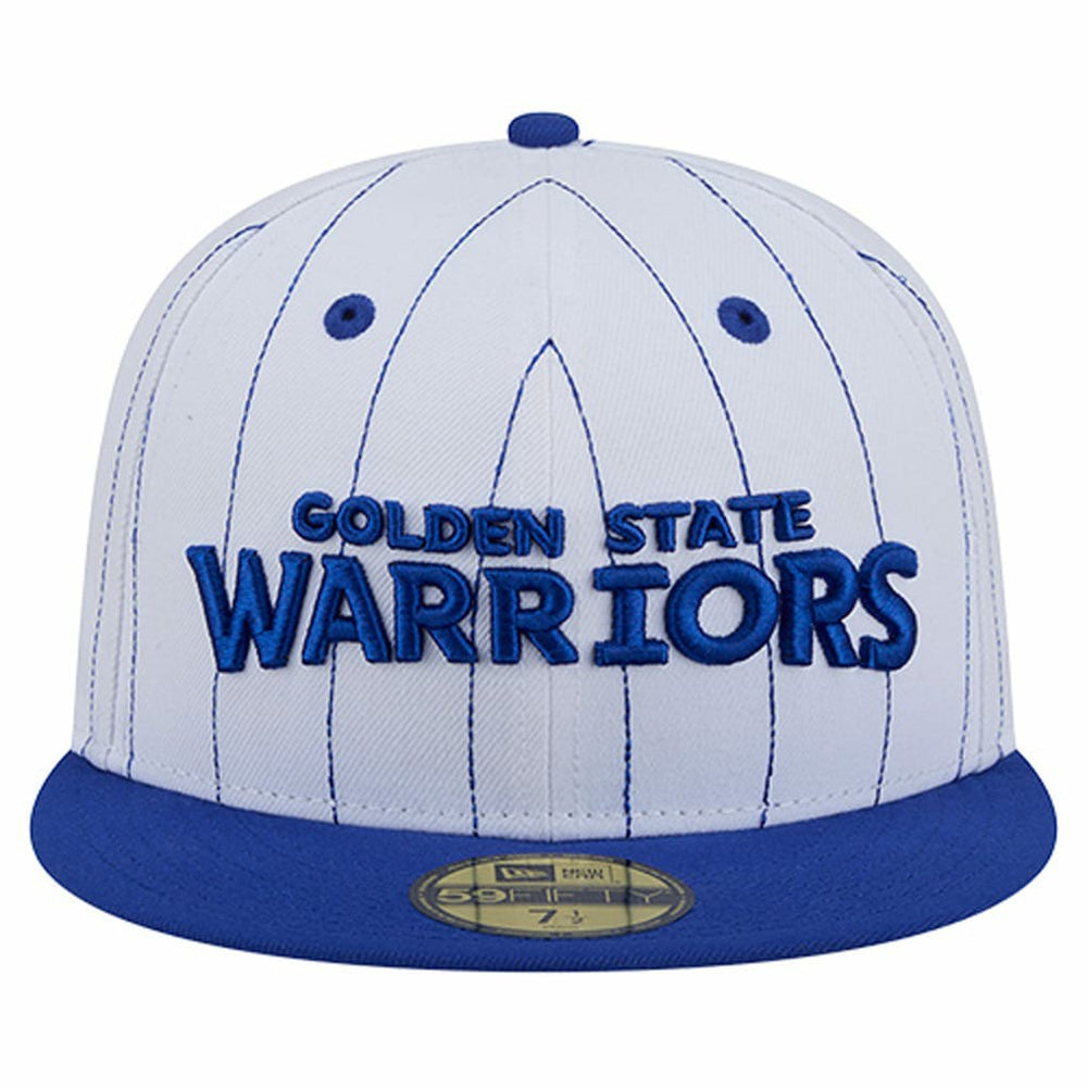 Golden State Warriors Wordmark Pinstripe 59FIFTY Fitted Hat White - NBA