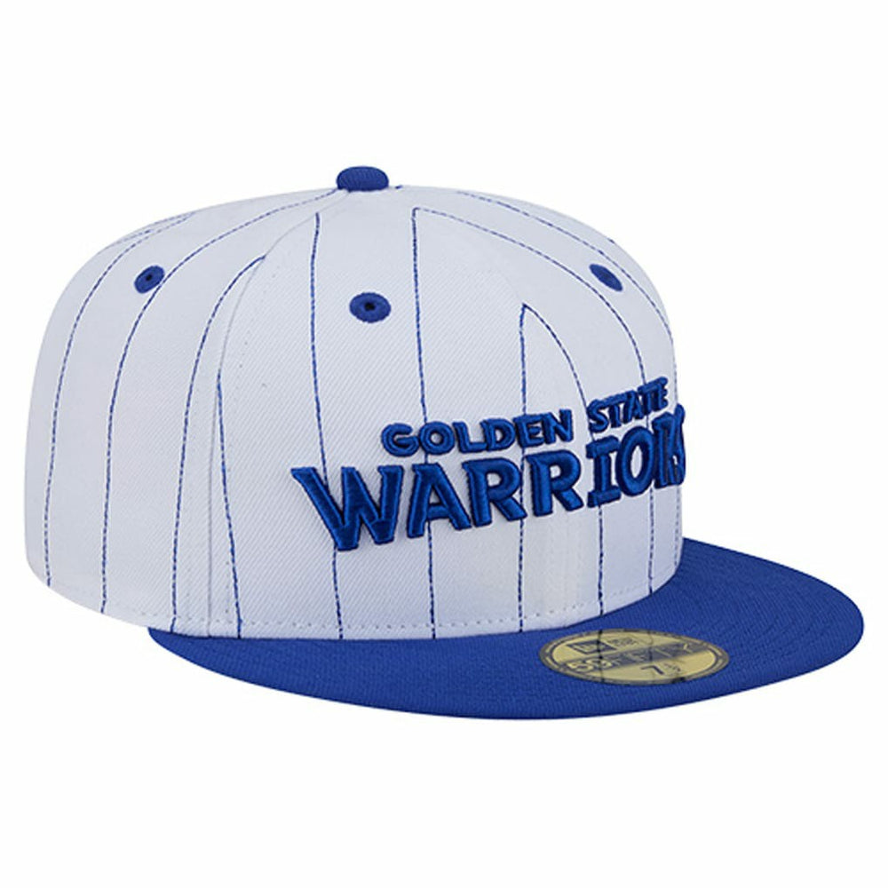 Golden State Warriors Wordmark Pinstripe 59FIFTY Fitted Hat White - NBA