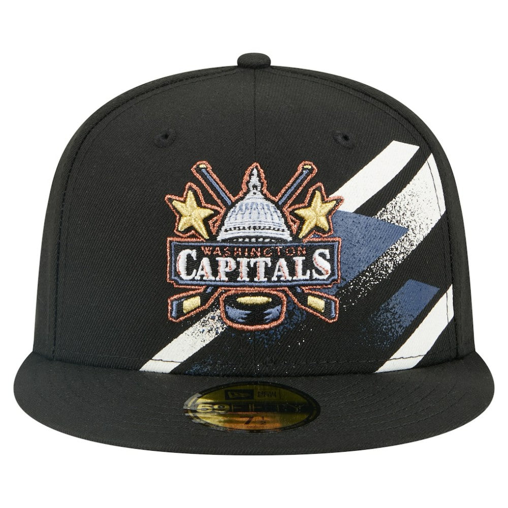 Washington Capitals New Era Faded Lines 59FIFTY Fitted Hat - Black - NHL