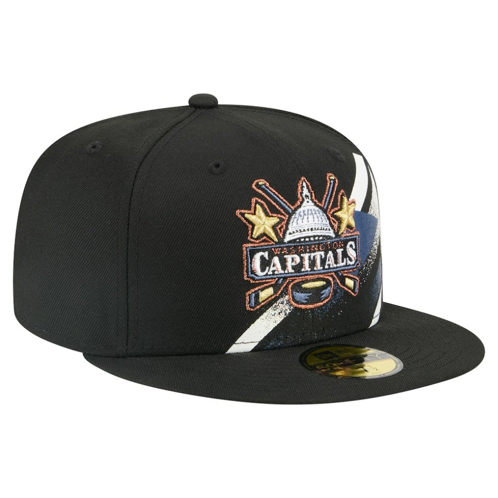 Washington Capitals New Era Faded Lines 59FIFTY Fitted Hat - Black - NHL