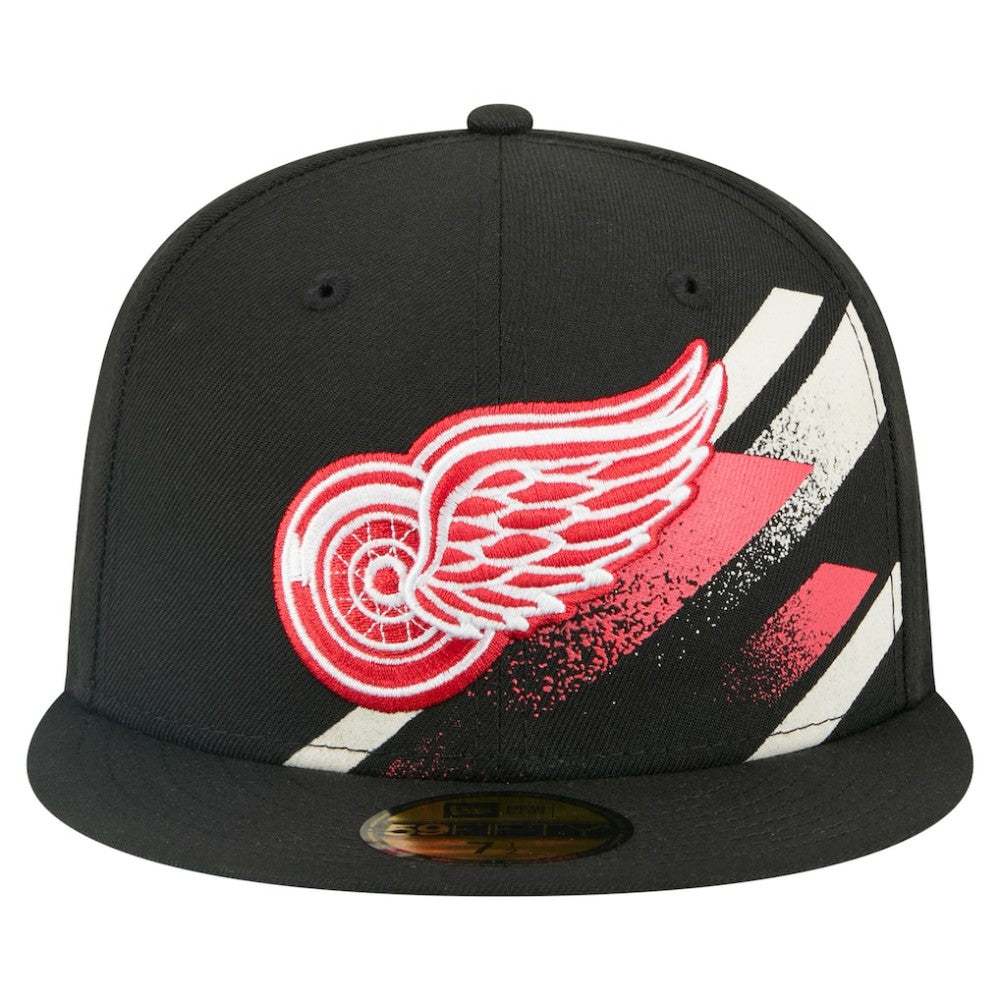 Detroit Red Wings New Era Faded Lines 59FIFTY Fitted Hat - Black - NHL
