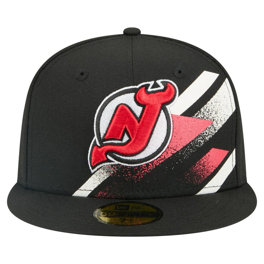 New Jersey Devils New Era Faded Lines 59FIFTY Fitted Hat - Black - NHL