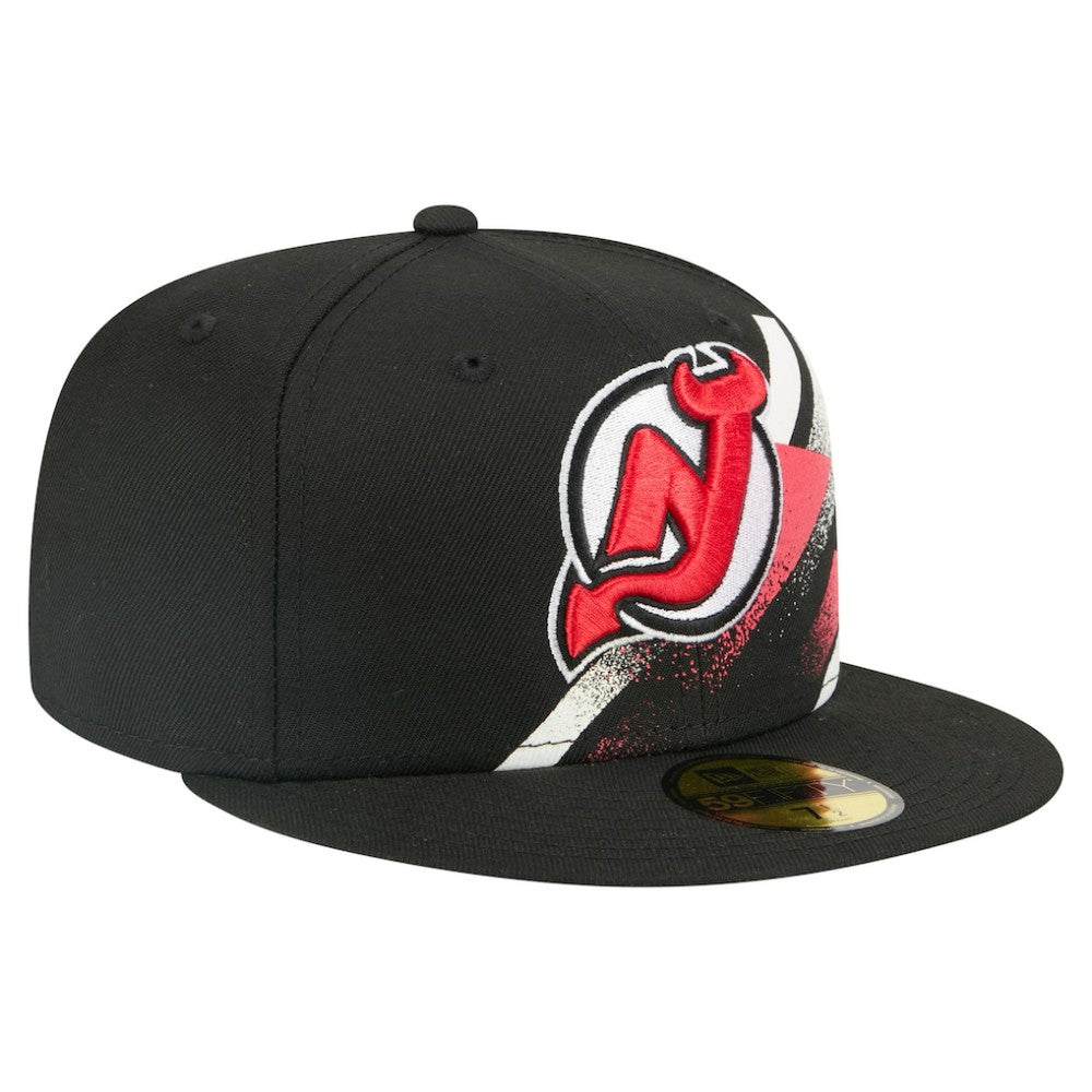New Jersey Devils New Era Faded Lines 59FIFTY Fitted Hat - Black - NHL