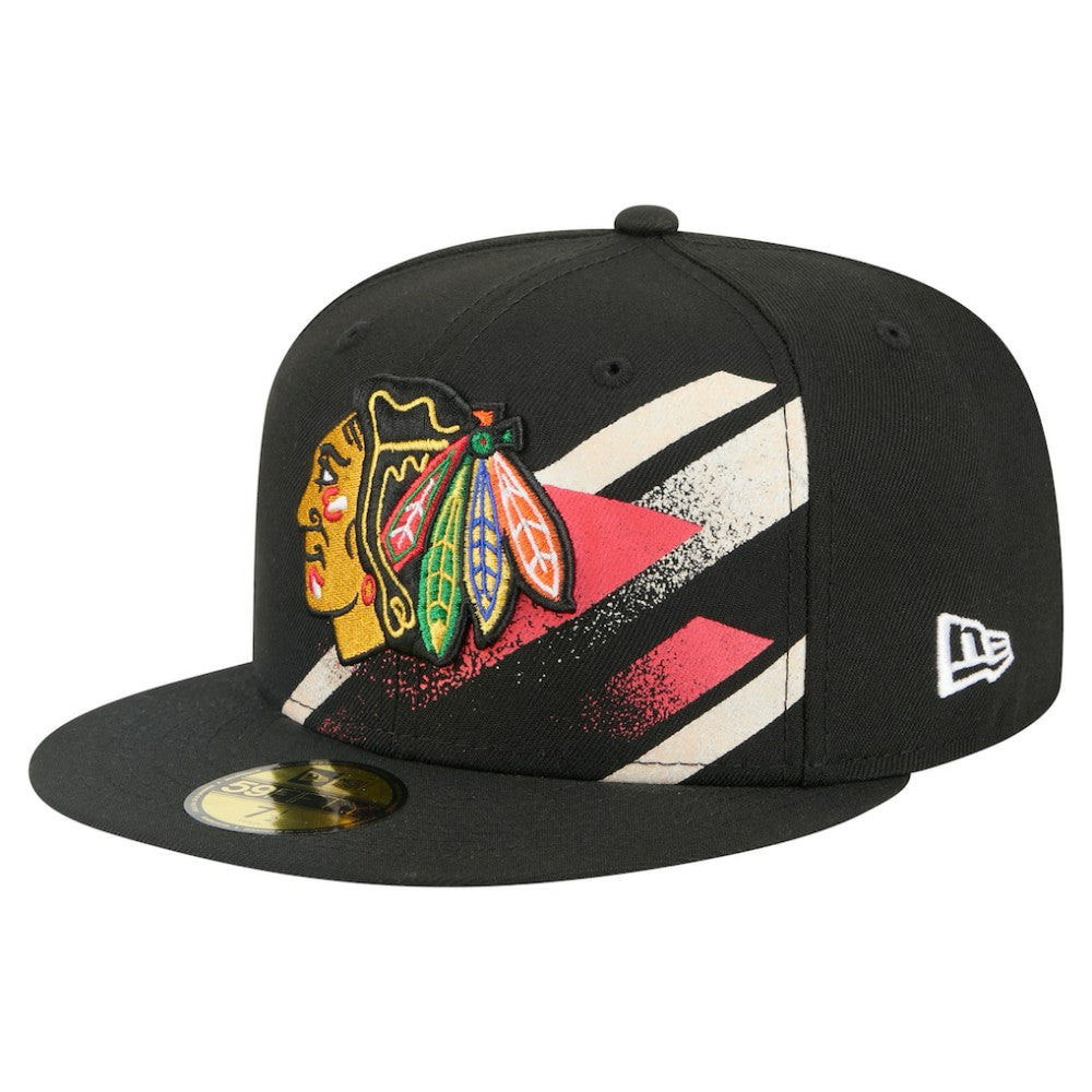 Chicago Blackhawks New Era Faded Lines 59FIFTY Fitted Hat - Black - NHL