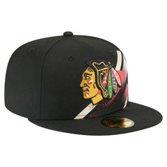 Chicago Blackhawks New Era Faded Lines 59FIFTY Fitted Hat - Black - NHL