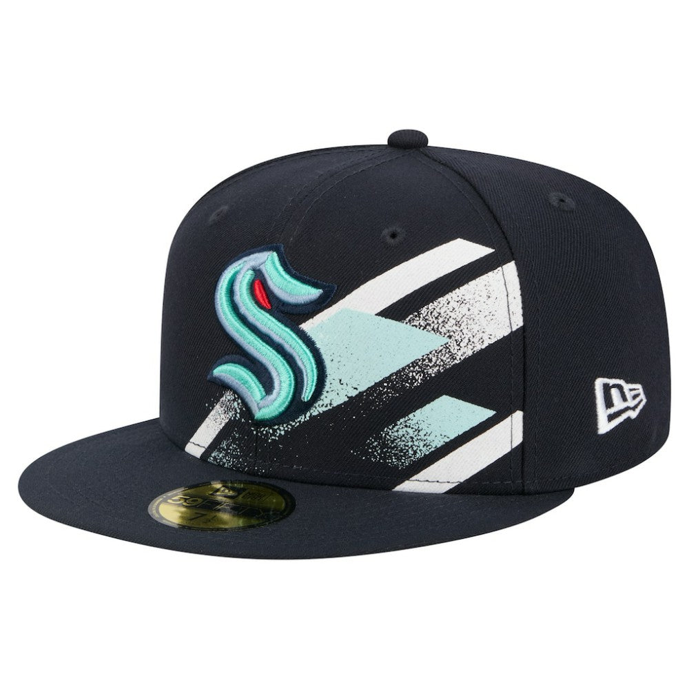 Seattle Kraken New Era Faded Lines 59FIFTY Fitted Hat - Deep Sea Blue - NHL
