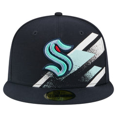 Seattle Kraken New Era Faded Lines 59FIFTY Fitted Hat - Deep Sea Blue - NHL