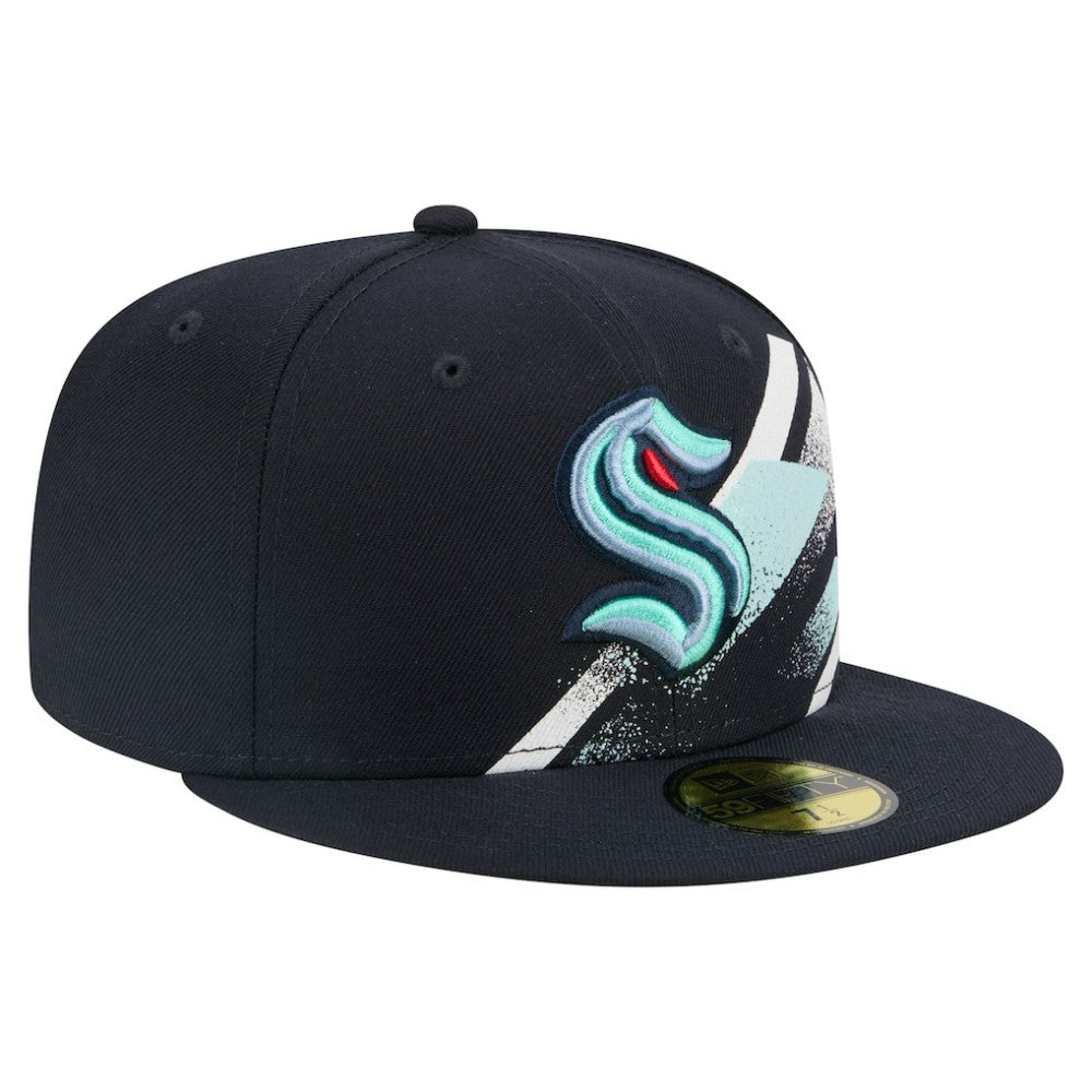 Seattle Kraken New Era Faded Lines 59FIFTY Fitted Hat - Deep Sea Blue - NHL