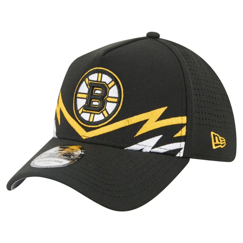 Boston Bruins New Era 39THIRTY A-Frame Perforated Flex Hat - Black - NHL