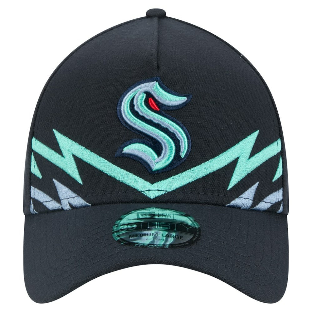 Seattle Kraken New Era Zig Zag 39THIRTY A-Frame Perforated Flex Hat - Deep Sea Blue - NHL