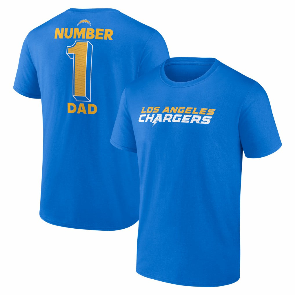 Los Angeles Chargers #1 Dad Jersey T-Shirt Powder Blue | NFL