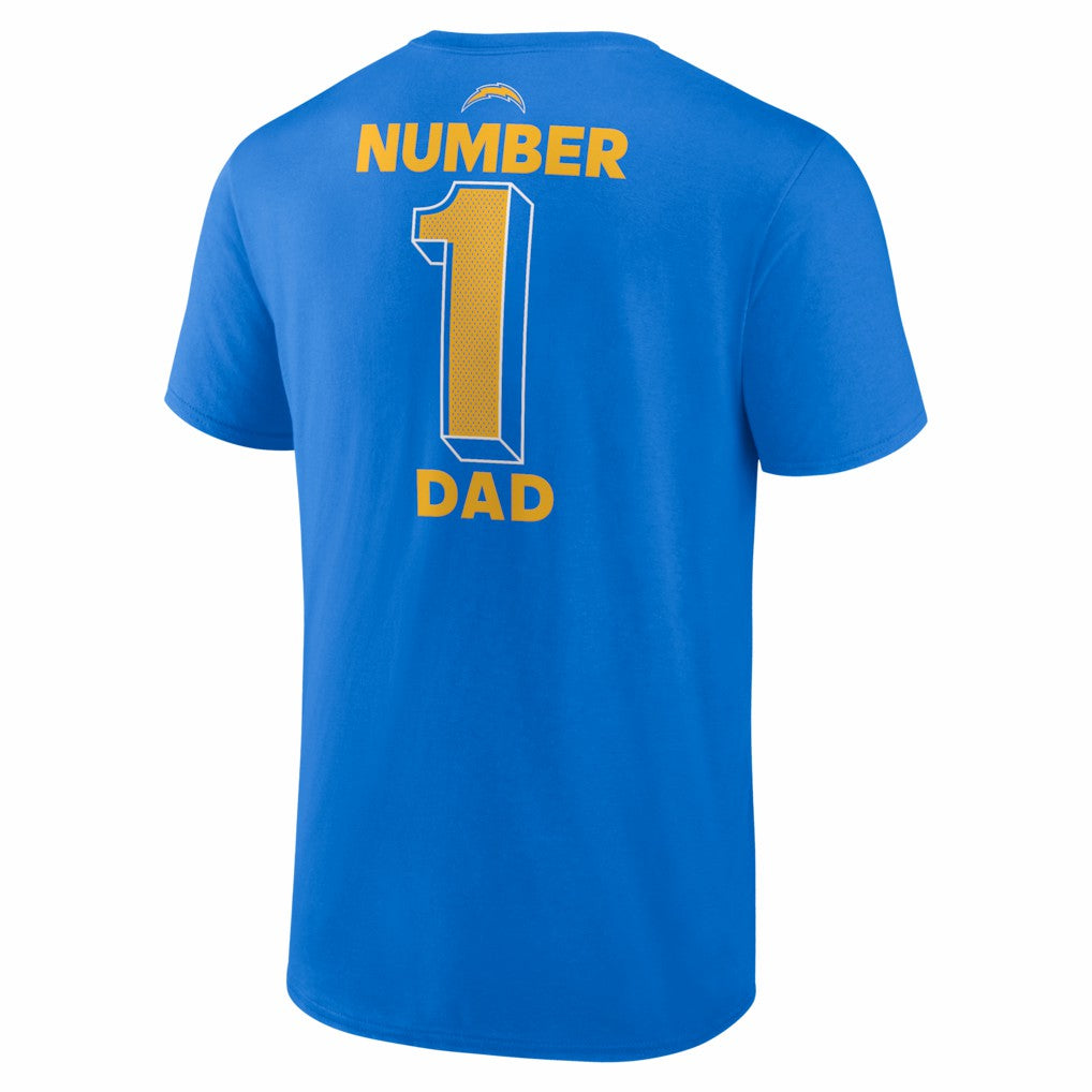 Los Angeles Chargers #1 Dad Jersey T-Shirt Powder Blue | NFL