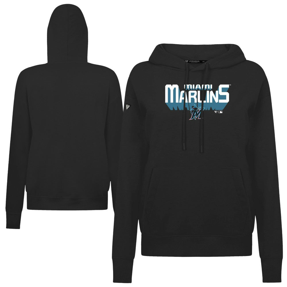 Miami Marlins Levelwear Women's Adorn Retro 3D Pullover Hoodie - MLB