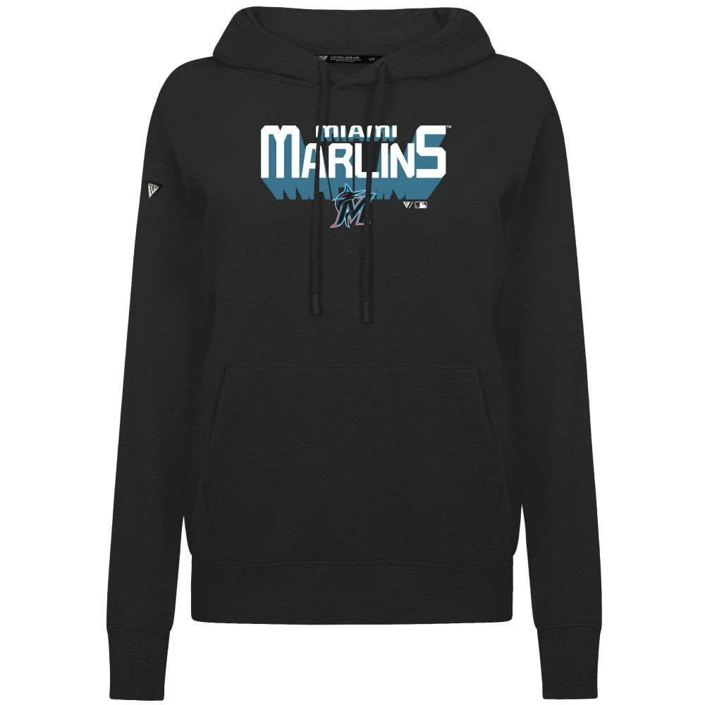 Miami Marlins Levelwear Women's Adorn Retro 3D Pullover Hoodie - MLB