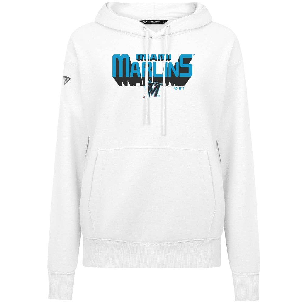 Miami Marlins Levelwear Women's Adorn Retro 3D Pullover Hoodie - MLB
