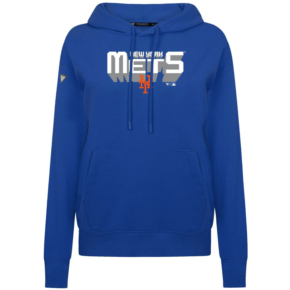 New York Mets Levelwear Women's Adorn Retro 3D Pullover Hoodie - MLB