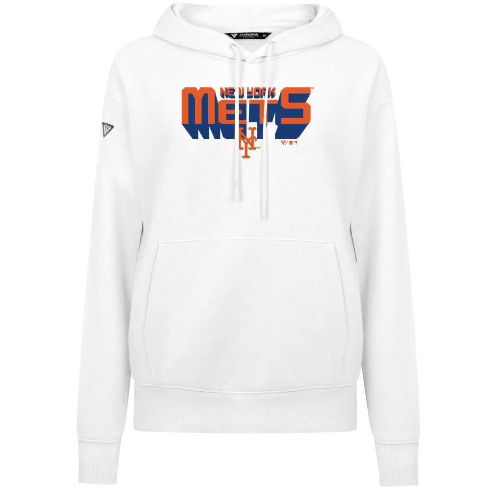 New York Mets Levelwear Women's Adorn Retro 3D Pullover Hoodie - MLB