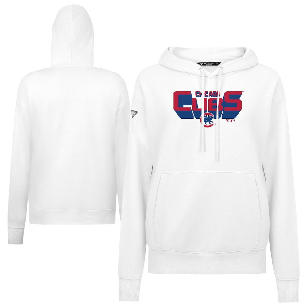 Chicago Cubs Levelwear Women's Adorn Retro 3D Pullover Hoodie - MLB