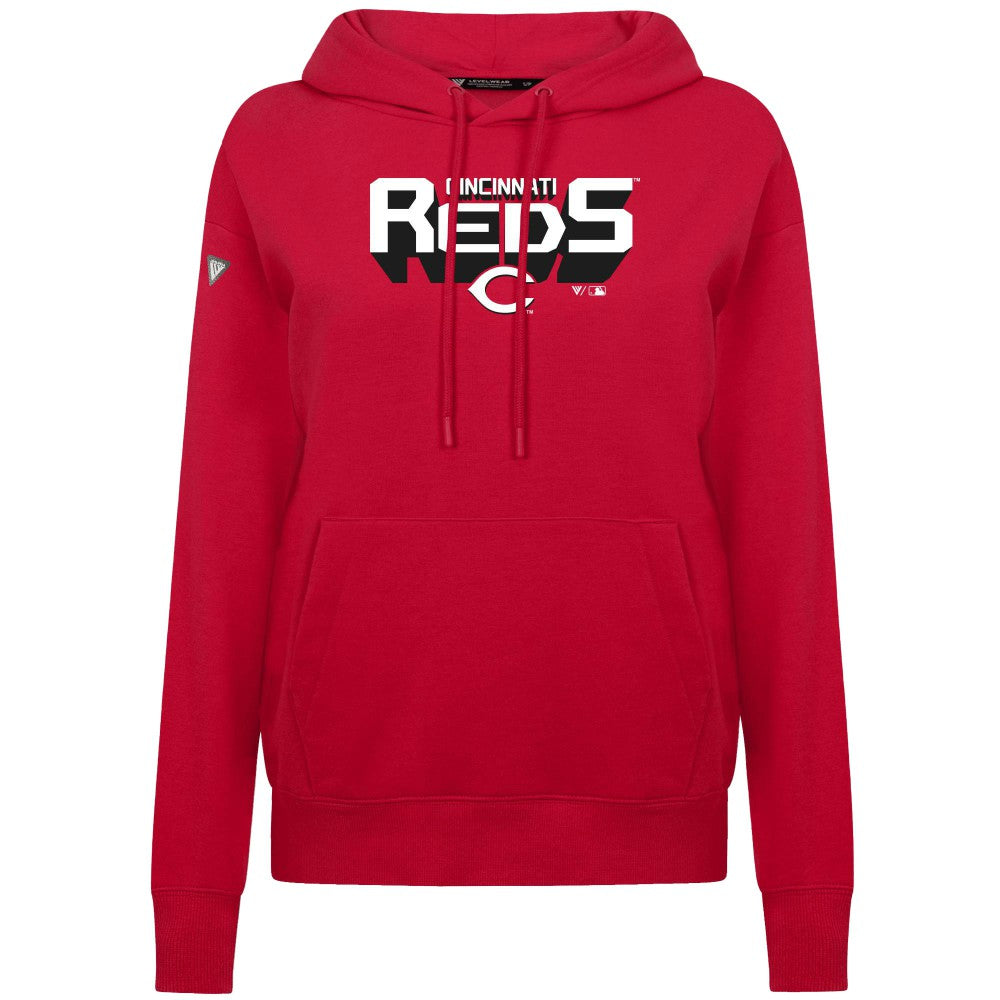 Cincinnati Reds Levelwear Women's Adorn Retro 3D Pullover Hoodie - MLB