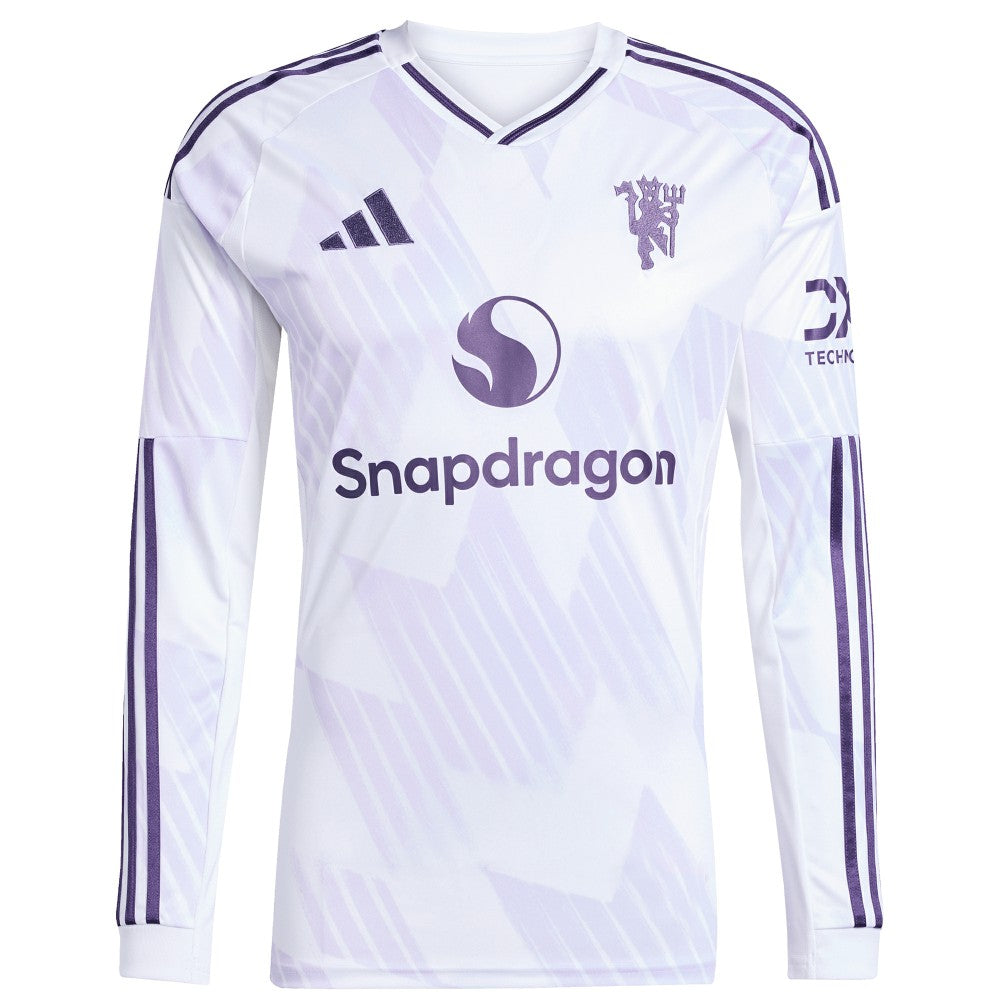 Manchester United 2025/26 Away Replica Long Sleeve Custom Jersey White | Adidas discount