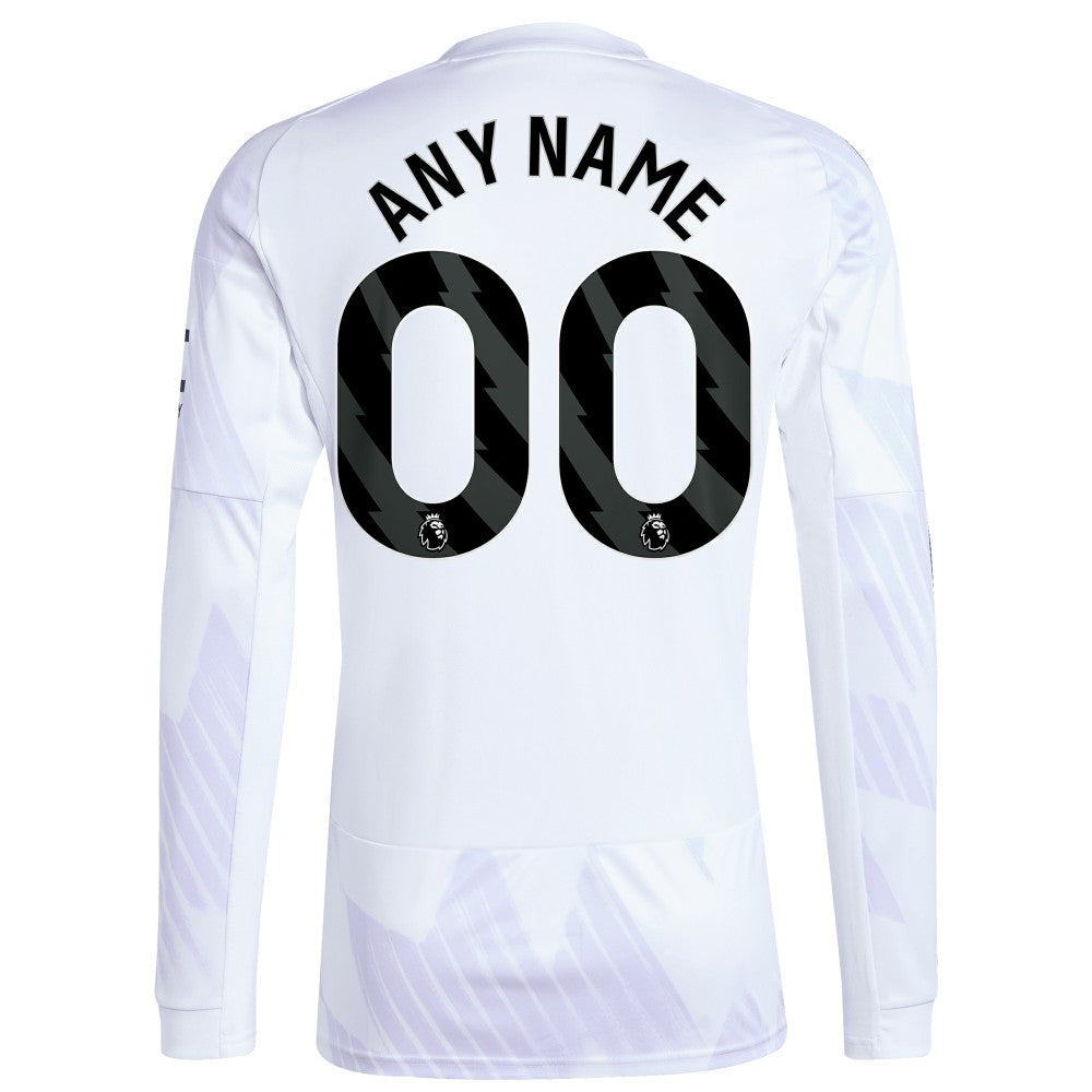 Manchester United 2025/26 Away Replica Long Sleeve Custom Jersey White | Adidas discount