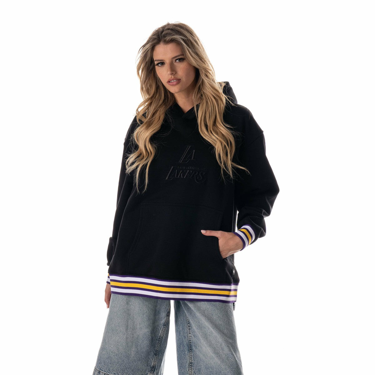 Los Angeles Lakers The Wild Collective Unisex Custom Rib Tonal Premium Hoodie Black - NBA
