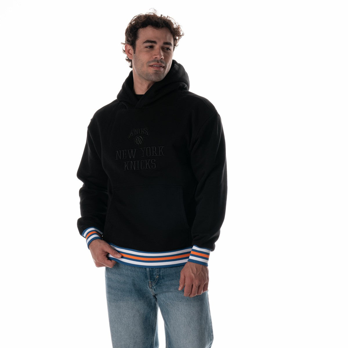 New York Knicks The Wild Collective Unisex Custom Rib Tonal Premium Hoodie Black - NBA